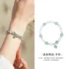 Pulsera de plata de ley S925 con cuentas de cristal de fresa verde y ópalo para mujer, pulsera Mori, joyería de nicho de alta gama, venta al por mayor