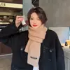 Cachecol de pescoço quentinho xadrez estilo coreano para casais, dupla face, imitação de cashmere, cachecol de tricô extra longo e espesso para estudantes, para mulheres