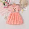 Vestido de Niña para Comercio Exterior Verano Nuevo Elegante Estampado de Carpincho Vestido de Princesa Vestido de Malla para Niños Moderno