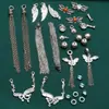 Plata de Ley Mariposa Borla Cuerno Accesorios Deslizantes Vintage Viejo Material de Cuentas Hecho a Mano para Manualidades
