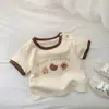 Conjunto de Verano Super Coreano para Bebés Niños, Elegante Camiseta de Manga Corta con Estampado de Dibujos Animados y Conjunto de Dos Piezas de Jeans Casuales