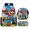 Nueva Mochila Escolar de Dibujos Animados de Mario de Amazon Mochila para Estudiantes de Primaria y Secundaria Mochila Super Mario Juego de Tres Piezas en Stock