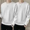 Sudadera casual para hombre, nuevo modelo de otoño, negro, blanco, gris, corte holgado, cuello redondo, sin capucha, manga larga, top deportivo, chaqueta versátil