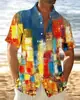 Camisa Hawaiana Estampada con Degradado de Color Primavera y Verano para Hombre Vacaciones Playa Comercio Transfronterizo Fabricante Camisa de Manga Corta de Verano