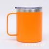 Procesando y Personalizando Taza de Acero Inoxidable de 12 oz con Asa, Taza de Café Aislada, Logotipo Impreso para Oficina de Negocios al Por Mayor