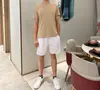 Traje Masculino de Verão com Estampa Completa de Letras B, Secagem Rápida, Seda de Gelo Refrescante, Malha Respirável, Gola Redonda, para o Dia a Dia ao Ar Livre