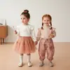 Camiseta Versátil Estilo Coreano Bebê Primavera e Outono Manga Longa Roupa Exterior Camisa Menina Princesa Criança Camiseta Básica Modelo Novo