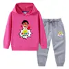 Primavera y Otoño 2023 nueva ropa infantil transfronteriza suéter con capucha para niños pantalones conjunto de dos piezas bebé algodón manga larga