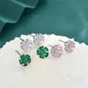 Aguja de Plata S925 Simple Temperamento Arete Pequeño Conjunto Combinado de Tres Pares en una Tarjeta Exquisitos Modernos Pendientes de Circonita Joyería para Orejas