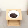 Comedero Doble de Madera para Mascotas Gatos, Uso en Casa, Cuenco Cerámico Individual Protector del Cuello, Comedero para Perros, Comedero para Gatos, Comedero Antiderrames para Mascotas Pequeñas