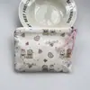 Bolsa Cosmética Linda Azul Caricatura Mini Billetera Algodón Puro Bolsa Pequeña de Tela Auriculares Lápiz Labial Bolsa de Almacenamiento Portátil