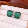 Pendientes Vintage de Plata con Circonita Cuadrada, Estilo Retro de Lujo Ligero, Elegantes Pendientes de Botón con un Diseño Único, Accesorios para Orejas de Nicho