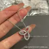 Collar Trébol V Oro Pétalo de Lirio HW Hueco Marquise Precisión CNC Chapado en Oro Blanco de 18 Quilates Cadena para Clavícula de Trébol de la Suerte