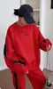 Conjunto de Estilo Perezoso Estilo Coreano para Mujer, Favorecedor para Cuerpo Tipo Pera, Pantalones Anchos Versátiles + Sudadera, Corte Holgado, Conjunto Completo de Moda