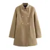 Amazon Transfronterizo 2024 Invierno Nuevo Abrigo Elegante de Mujer Mezcla Europea y Americana de Doble Botonadura Cuello Vertical Corte Delgado