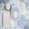 Set de invitaciones de boda en lujoso papel hecho a mano color verde bosque, con papel de algodón de borde deshilachado, adecuado para fiestas de compromiso