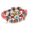 Pulseira de couro trançado à mão com contas multicamadas de estilo étnico popular transfronteiriço ajustável para casal