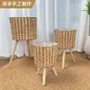 Suporte de Flores de Flores de Rattan Novo Transfronteiriço Sala de Estar de Chão Vaso de Flores para Plantas Verdes Suporte de Flores de Varanda Vaso de Flores de Chão Suporte de Flores de Madeira Maciça