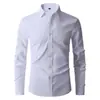 Aliexpress Amazon Estilo Coreano Ajuste Delgado Color Sólido Camisa para Hombre Simple de Negocios Delgada de Manga Larga Venta al por Mayor en Stock
