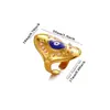 Anillo Abierto de Acero Inoxidable Ojo de Diablo Ojo Azul de Lujo Ligero Vintage con un Toque de Alta Gama, Venta al por Mayor de Joyería Vintage de Alta Gama