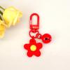 Ins fresco colorido pequena flor Bell chaveiro diy pingente feito à mão menina saco do coração porta fivela ornamentos bonitos