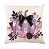 Conjunto de Capas de Almofada Decorativas de Linho para Casa de Halloween com Combo de Capa de Almofada de Sofá de Cabeça de Abóbora Engraçada