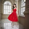 Vestido Novo Estilo de Comércio Exterior Europeu e Americano Amazon Sem Mangas Slim Fit Lantejoula Bordado Festa Vestido Vermelho Estilo Curto