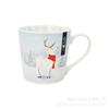 Taza de Cerámica Navideña 380ml Centro Comercial Restaurante Especial de Vacaciones Taza con Patrón de Alce Oso Blanco