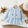 Suéter Infantil Saia Outono 25 Tesourinhas Flor Feita à Mão Jaqueta Tricotada Cardigan Fashionável para Bebê Menina Estilo Coreano Fofo