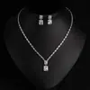 Joyería Transfronteriza Nuevo Conjunto de Collar y Pendientes de Circonita Cuadrada Verano Lujo Ligero Gama Alta Versátil Cadena Cuadrada para Clavícula para Mujer