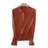 Cardigan de Lã Costurada com Gola Polo de Peça Única Estilo Novo Hengjia DqSpring para Mulheres, Casaco Elegante de Manga Longa Estilo Commuter