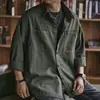 Jaqueta camisa de trabalho masculina estilo primavera e outono tamanho grande solta moderna casual tops cor sólida cardigã jaqueta com lapela masculina