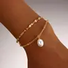 Pulseira Pingente Multicamadas Simples Design de Nicho Transfronteiriço da Amazon Pulseira de Pérola Elegante e Versátil para Mulheres