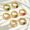 Set de anillos cúbicos de circonia de venta caliente transfronterizo, acero inoxidable, lujo ligero, alta gama, moda, anillos apilables para mujer al por mayor