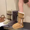 Botas de Neve Quentes Cinzas com Solado Grosso, Duas Vias, para Mulheres 2026 Novo Inverno Plus Veludo Espessado Sapatos de Algodão Grandes do Nordeste Botas Longas