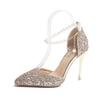 Sandalias de tacón alto con punta hueca y hebilla para mujer, de moda, de primavera y verano de 2023