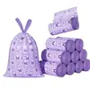 Bolsa de basura con cordón resistente al desgarro, color lavanda, para llevar en la mano, bolsa específica para cocina, apta para sala de estar y baño, engrosada y no se rompe fácilmente