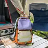 Mochila patchwork color block, mochila de trilha outdoor unissex, mochila esportiva pequena leve, mochila casual unissex