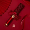 Peine Rojo para Dote, Set de Espejos de Boda, Peine con Almohadilla de Aire, Set de Peines de Madera, Artículos de Dote, Set Completo para la Novia