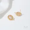Aretes Ovalados de Zirconia con Borde Roscado que Conserva el Color, Chapados en Oro de 14K, con Anillo para Colgar, Accesorios para Aretes Hechos a Mano