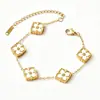 Pulseira Trevo Transfronteiriça com Diamantes, Luxo Leve e Sensação de Alto Padrão, Joia de Nicho Popular para Mulheres, Acessórios Simples para Mãos