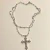 Collar de Cadena para Clavícula Versátil, de Moda Y2K de Lujo con Cuentas de Cruz y Circonita para Mujer, Moda Europea y Americana Única