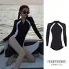 Traje de baño ins coreano para mujer, verano, conservador, manga larga, traje de surf, traje de baño de una pieza, estudiante, protección solar para la playa, traje de buceo, traje de baño
