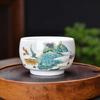 Jade de grasa de oveja Qianli Jiangshan taza de té pintada a mano cerámica púrpura Taza individual Jianzhan color esmalte dorado Taza Maestra Taza de té Hielo Negro