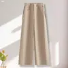 Calça Casual Personalizada de Cintura Alta Reta Solta Longa Calça de Perna Reta Calça Feminina Plus Size Versátil Outono para o Trabalho