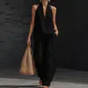 2026 Nuevo Sitio Independiente de Comercio Exterior Transfronterizo Europeo y Americano Ropa para Mujer Amazon Halter Cuello en V Sin Mangas Pantalones Casuales Conjunto para Mujer