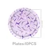 Decoraciones para Fiesta Temática del Grupo de Chicas Cazadoras de Demonios Rayo Rosa-Morado de Amazon Platos de Papel Desechables, Vasos de Papel, Servilletas de Papel