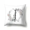 Funda de Almohada de Poliéster Simple Fresca Flor Hogar 26 Letras Inglesas Impresas Funda de Cojín Lumbar QTB49
