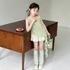 Vestido de Tirantes con Volantes Estilo Coreano para Niñas 2026 Verano Nuevo de Moda Moda Infantil Pantalones Falda