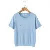 Runchi Tamanho Grande Resistente Malha Texturizada de Alta Qualidade 14 Gauge para Uso Diário 9140 Camiseta de Manga Curta com Mistura de Lã para Mulheres Plus Size